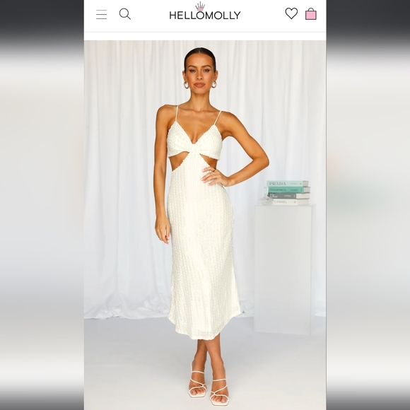 Hello Molly Dresses Hello Molly Sparkling Love Midi Dress White